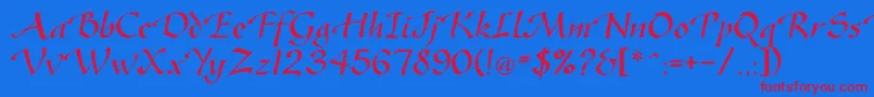 Gasteur Font – Red Fonts on Blue Background