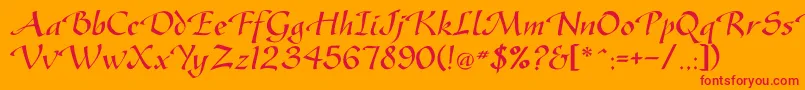 フォントGasteur – オレンジの背景に赤い文字