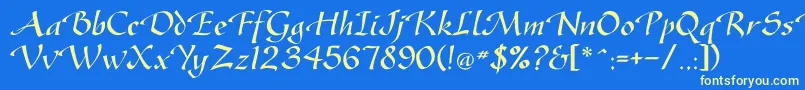 Gasteur Font – Yellow Fonts on Blue Background