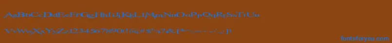フォントTransmutation – 茶色の背景に青い文字