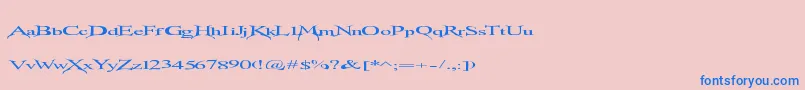 フォントTransmutation – ピンクの背景に青い文字