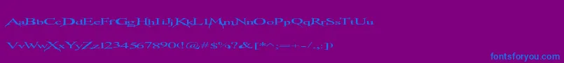 フォントTransmutation – 紫色の背景に青い文字