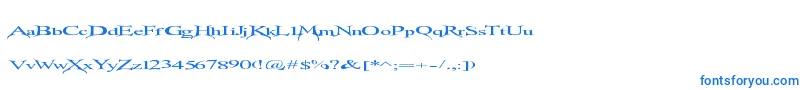Transmutation Font – Blue Fonts on White Background