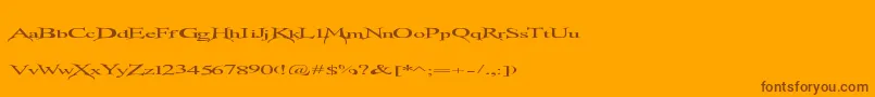 Transmutation-fontti – ruskeat fontit oranssilla taustalla