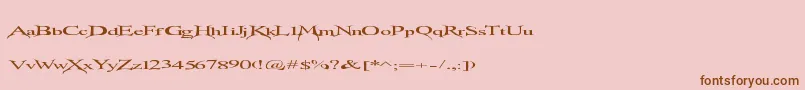 フォントTransmutation – ピンクの背景に茶色のフォント
