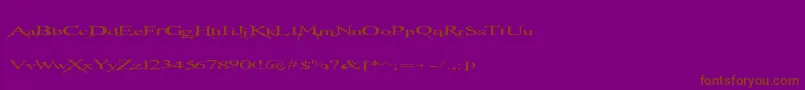 フォントTransmutation – 紫色の背景に茶色のフォント