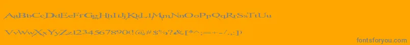 Transmutation-fontti – harmaat kirjasimet oranssilla taustalla