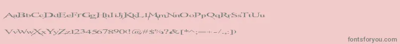 Transmutation-fontti – harmaat kirjasimet vaaleanpunaisella taustalla