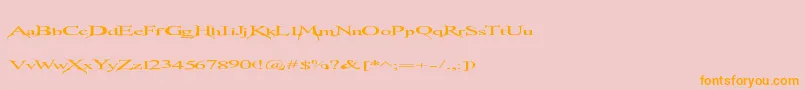 フォントTransmutation – オレンジの文字がピンクの背景にあります。