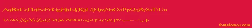 フォントTransmutation – 赤い背景にオレンジの文字
