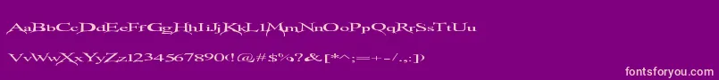 Transmutation-fontti – vaaleanpunaiset fontit violetilla taustalla