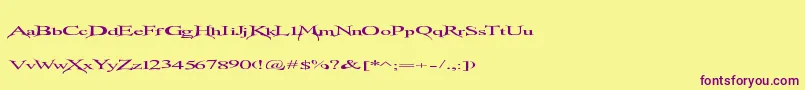 Transmutation Font – Purple Fonts on Yellow Background