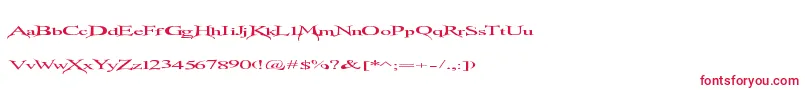 Transmutation-fontti – punaiset fontit valkoisella taustalla
