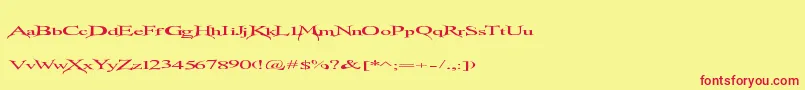 フォントTransmutation – 赤い文字の黄色い背景