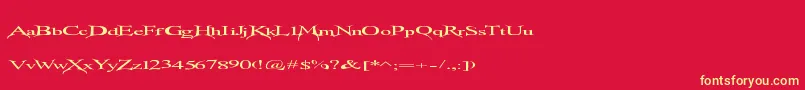 Transmutation-fontti – keltaiset fontit punaisella taustalla