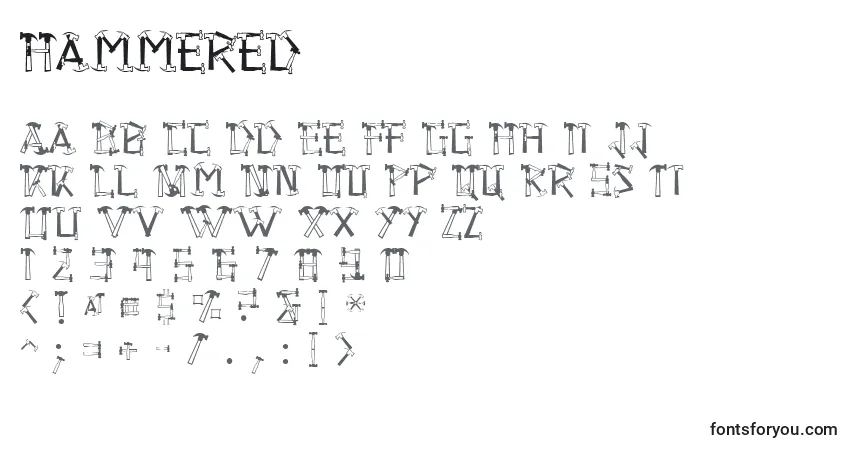 A fonte Hammered – alfabeto, números, caracteres especiais