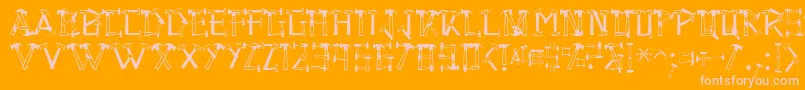 Hammered-Schriftart – Rosa Schriften auf orangefarbenem Hintergrund