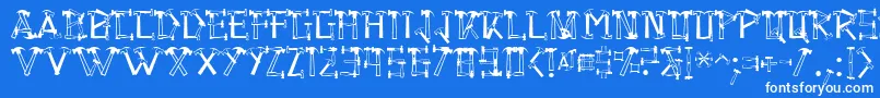 Hammered Font – White Fonts on Blue Background