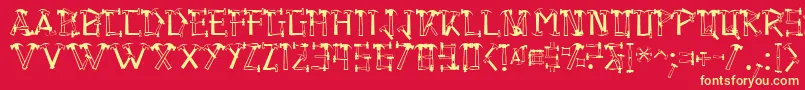 Hammered Font – Yellow Fonts on Red Background