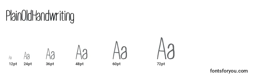 PlainOldHandwriting Font Sizes