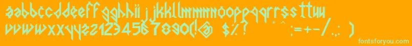 フォントSpigulus – オレンジの背景に緑のフォント