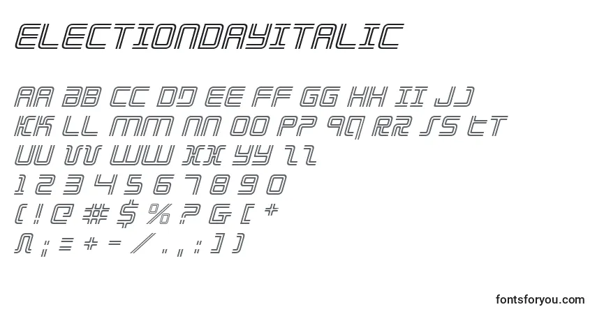 Schriftart ElectionDayItalic – Alphabet, Zahlen, spezielle Symbole