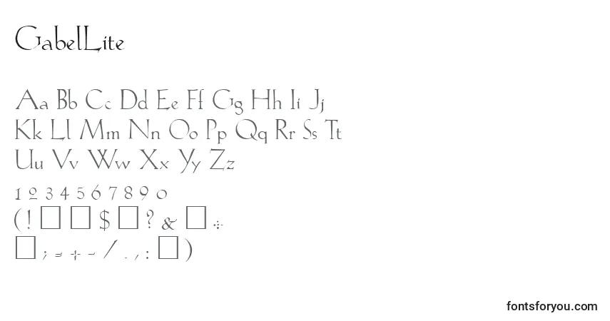 Czcionka GabelLite – alfabet, cyfry, specjalne znaki