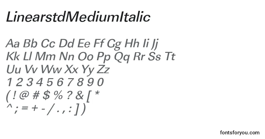 LinearstdMediumItalicフォント–アルファベット、数字、特殊文字