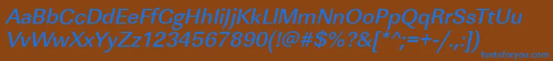 LinearstdMediumItalic-Schriftart – Blaue Schriften auf braunem Hintergrund