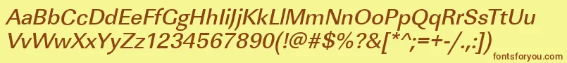 LinearstdMediumItalic Font – Brown Fonts on Yellow Background