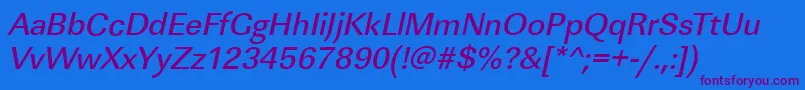 LinearstdMediumItalic-Schriftart – Violette Schriften auf blauem Hintergrund