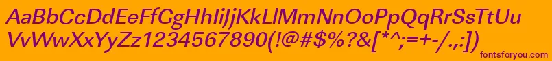 LinearstdMediumItalic-Schriftart – Violette Schriften auf orangefarbenem Hintergrund