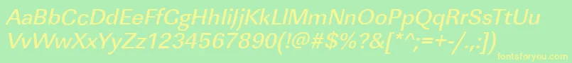 LinearstdMediumItalic Font – Yellow Fonts on Green Background