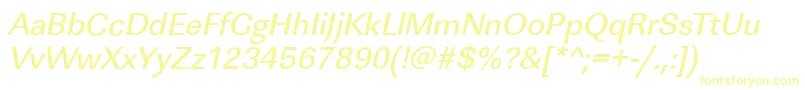 LinearstdMediumItalic-Schriftart – Gelbe Schriften auf weißem Hintergrund