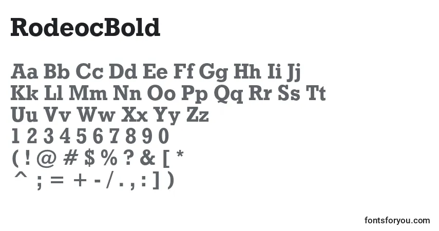 Schriftart RodeocBold – Alphabet, Zahlen, spezielle Symbole
