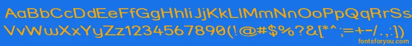 フォントStrcmri – オレンジ色の文字が青い背景にあります。