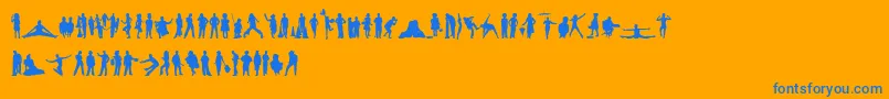 HumanSilhouettesFreeFive-Schriftart – Blaue Schriften auf orangefarbenem Hintergrund