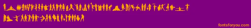 HumanSilhouettesFreeFive-fontti – oranssit fontit violetilla taustalla