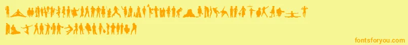 HumanSilhouettesFreeFive Font – Orange Fonts on Yellow Background