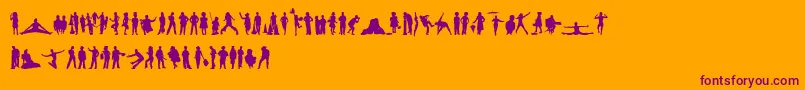 HumanSilhouettesFreeFive-Schriftart – Violette Schriften auf orangefarbenem Hintergrund