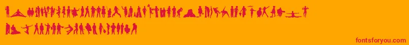HumanSilhouettesFreeFive-fontti – punaiset fontit oranssilla taustalla