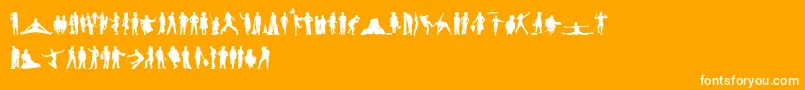 HumanSilhouettesFreeFive-Schriftart – Weiße Schriften auf orangefarbenem Hintergrund