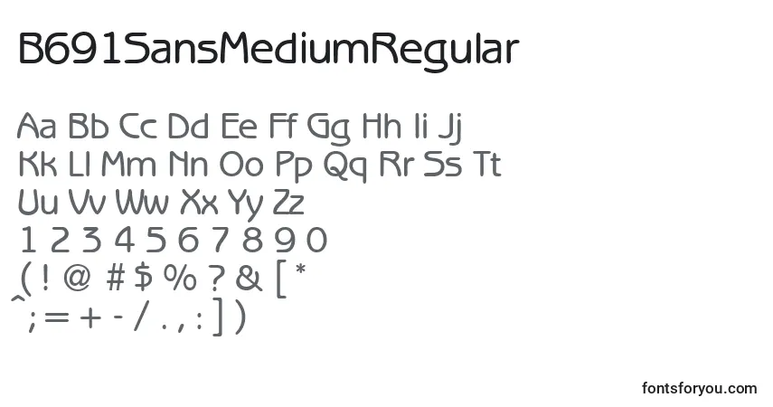 Шрифт B691SansMediumRegular – алфавит, цифры, специальные символы
