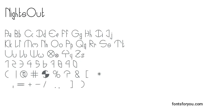 Fuente NightsOut - alfabeto, números, caracteres especiales