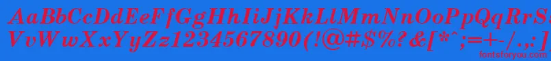 Schoolbook.KzBoldItalic Font – Red Fonts on Blue Background