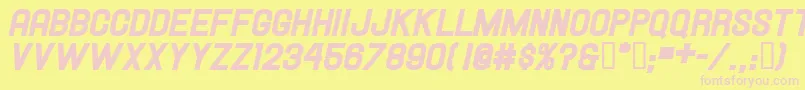 Hallandaleheavyitalic Font – Pink Fonts on Yellow Background