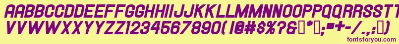 Hallandaleheavyitalic Font – Purple Fonts on Yellow Background