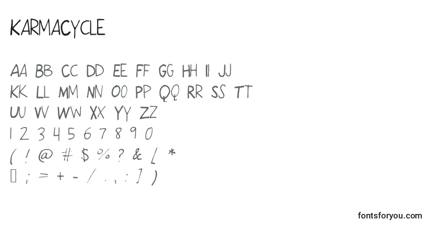 A fonte KarmaCycle – alfabeto, números, caracteres especiais