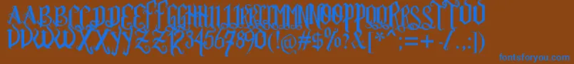 RomFtlGthVrsl Font – Blue Fonts on Brown Background