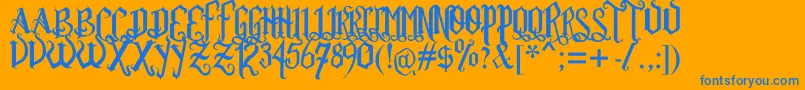 RomFtlGthVrsl Font – Blue Fonts on Orange Background